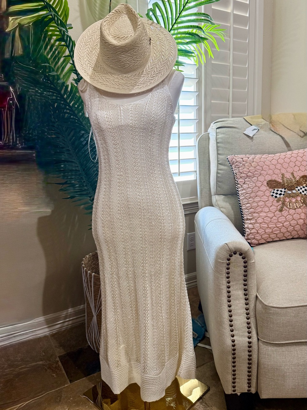 Zimmermann Wonderland Tie Shoulder Knit Maxi Dress Cream AU 0 / US 4 NWT - Picture 6 of 7